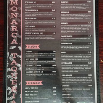 Monarca Taqueria - a menu on a table - Mexican Near Me - Morgantown, West Virginia Monarca Taqueria - a menu on a table - Mexican Near Me - Morgantown, West Virginia