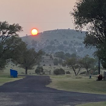 Hitching Post Lodging - Sunset from cabin in Kenton - Horseback Riding Near Me - Kenton, Oklahoma