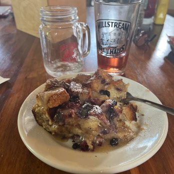 Millstream Brau Haus - Epic bread pudding along with an almost finished watermelon cider - German Near Me - Amana, Iowa Millstream Brau Haus - Epic bread pudding along with an almost finished watermelon cider - German Near Me - Amana, Iowa