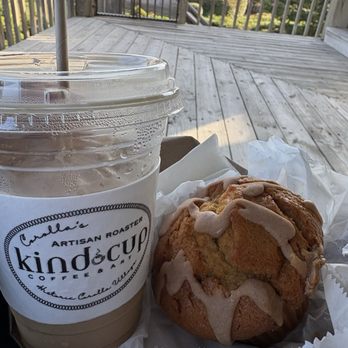 The Kind Cup - iced salted caramel latte and pumpkin muffin - Coffee & Tea Near Me - Corolla, North Carolina