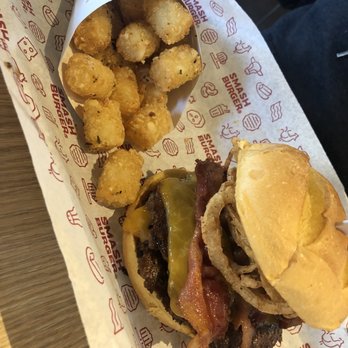 Smashburger - Double BBQ Bacon Cheddar with SmashTots - Burgers Near Me - Elk Grove, California Smashburger - Double BBQ Bacon Cheddar with SmashTots - Burgers Near Me - Elk Grove, California