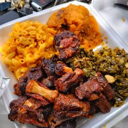Dr Pepper oxtails, Mac and cheese, collard greens with yams. This is called THE SOUL FOOD BOX $30 Dr Pepper oxtails, Mac and cheese, collard greens with yams. This is called THE SOUL FOOD BOX $30