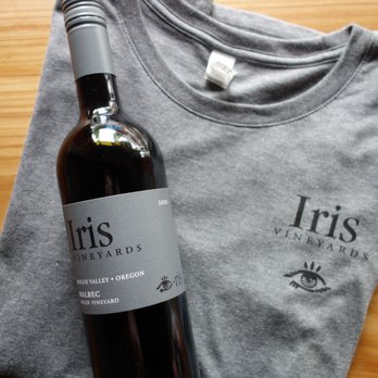 Iris Vineyards - a t - shirt and a bottle of wine - Wine Bars Near Me - Springfield, Oregon