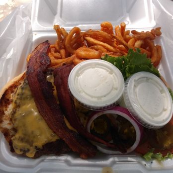 Koffee Kup - Jalapeno bacon cheeseburger with curly fries - American Near Me - Hico, Texas
