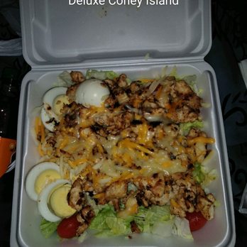 Deluxe Coney Island - Grilled chicken salad minus cucumbers - American Near Me - Detroit, Michigan Deluxe Coney Island - Grilled chicken salad minus cucumbers - American Near Me - Detroit, Michigan