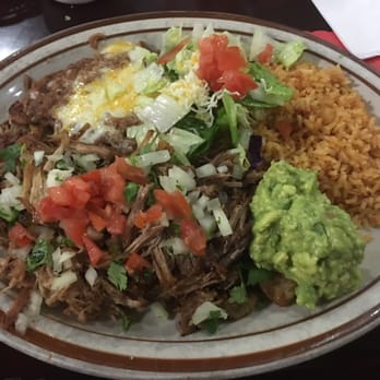La Villa - Carnitas plate. Didn't care for the onions and tomato on top of the carnitas. - Mexican Near Me - Anaheim, California