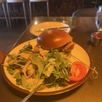 The Third Place - Chicken sandwich with side salad - Bars Near Me - Lancaster, California The Third Place - Chicken sandwich with side salad - Bars Near Me - Lancaster, California