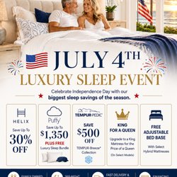 Head over before our extended July 4th Sale ends Tuesday! Save on Tempur-Pedic, Helix, Puffy & more. Luxury sleep starts here.