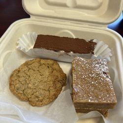 Tiramisu brownie, crack bars & cowboy cookie. Delicious! Love this bakery! Always happy & friendly service every time I'm here.