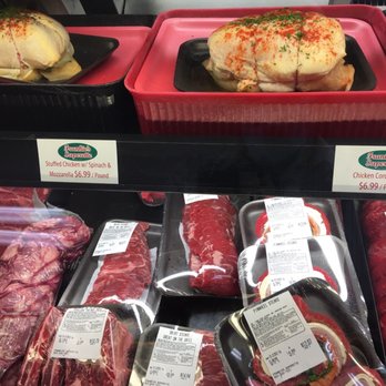 Frankie's Superette - Top of photo - stuffed chicken. Bottom fresh meats - Meat Shops Near Me - Hopewell Junction, New York
