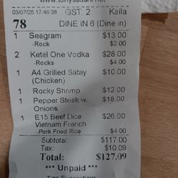 Tony's Sushi & Steakhouse - DINNER AND DRINKS