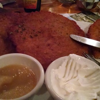 Laschet's Inn - Potato pancakes dinner. The appetizer is 2 pancakes. The dinner is 3 pancakes, plus a soup or salad. Each pancake is about 6 inches across. - German Near Me - Chicago, Illinois