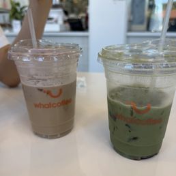 Raspberry iced matcha and ube latte Raspberry iced matcha and ube latte