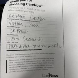 CareNow - Everyone that helped me today :)