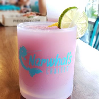 Narwhal's Crafted - Small Prickly Pear Margarita: Gold and silver tequilas, triple sec, lime, prickly pear cactus fruit puree - Cocktail Bars Near Me - St Charles, Missouri