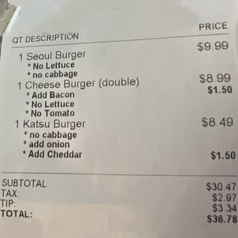 Uncle Jay Burger House - Receipt - Burgers Near Me - Concord, California