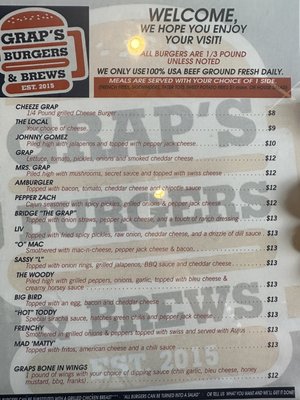 Menu photo 5 Grap's Burgers & Brews Belle Fourche, SD