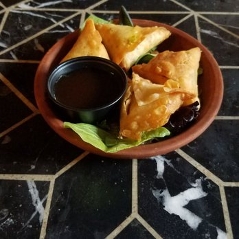 Tea In Sahara - Vegetable samosas with orange ginger sauce!! YUM! - Coffee & Tea Near Me - Providence, Rhode Island Tea In Sahara - Vegetable samosas with orange ginger sauce!! YUM! - Coffee & Tea Near Me - Providence, Rhode Island