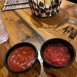Gutierrez - Chips and salsa. One is mild tomato sauce with a kick and the other is more like salsa with some great flavors.