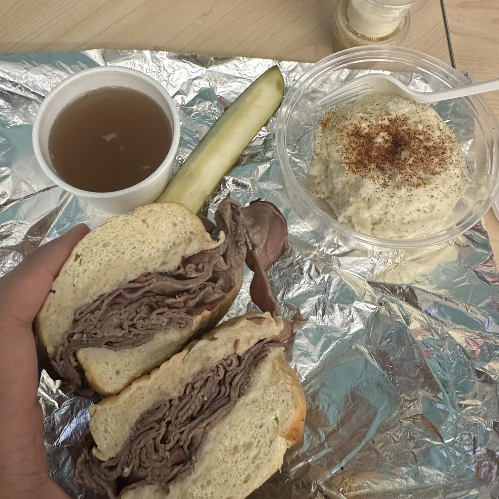 Beef dip and potato salad Beef dip and potato salad