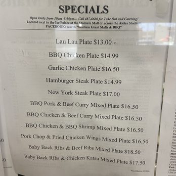 Stadium Giant Malts & Bar-B-Que - Menu June 2026 - Barbeque Near Me - Honolulu, Hawaii Stadium Giant Malts & Bar-B-Que - Menu June 2026 - Barbeque Near Me - Honolulu, Hawaii