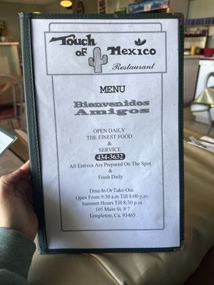Menu photo 1 Touch of Mexico Templeton, CA Menu photo 1 Touch of Mexico Templeton, CA