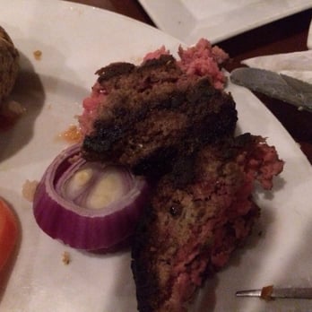 110 Grill - Burned-raw burger - Bars Near Me - Chelmsford, Massachusetts