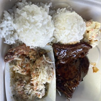 Ted's Bakery - Mixed Plate Two Choice with garlic shrimp and Teri Beef - Bakeries Near Me - Haleiwa, Hawaii
