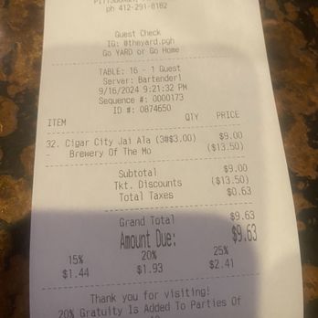 The Yard - My beer ticket - New American Near Me - Pittsburgh, Pennsylvania
