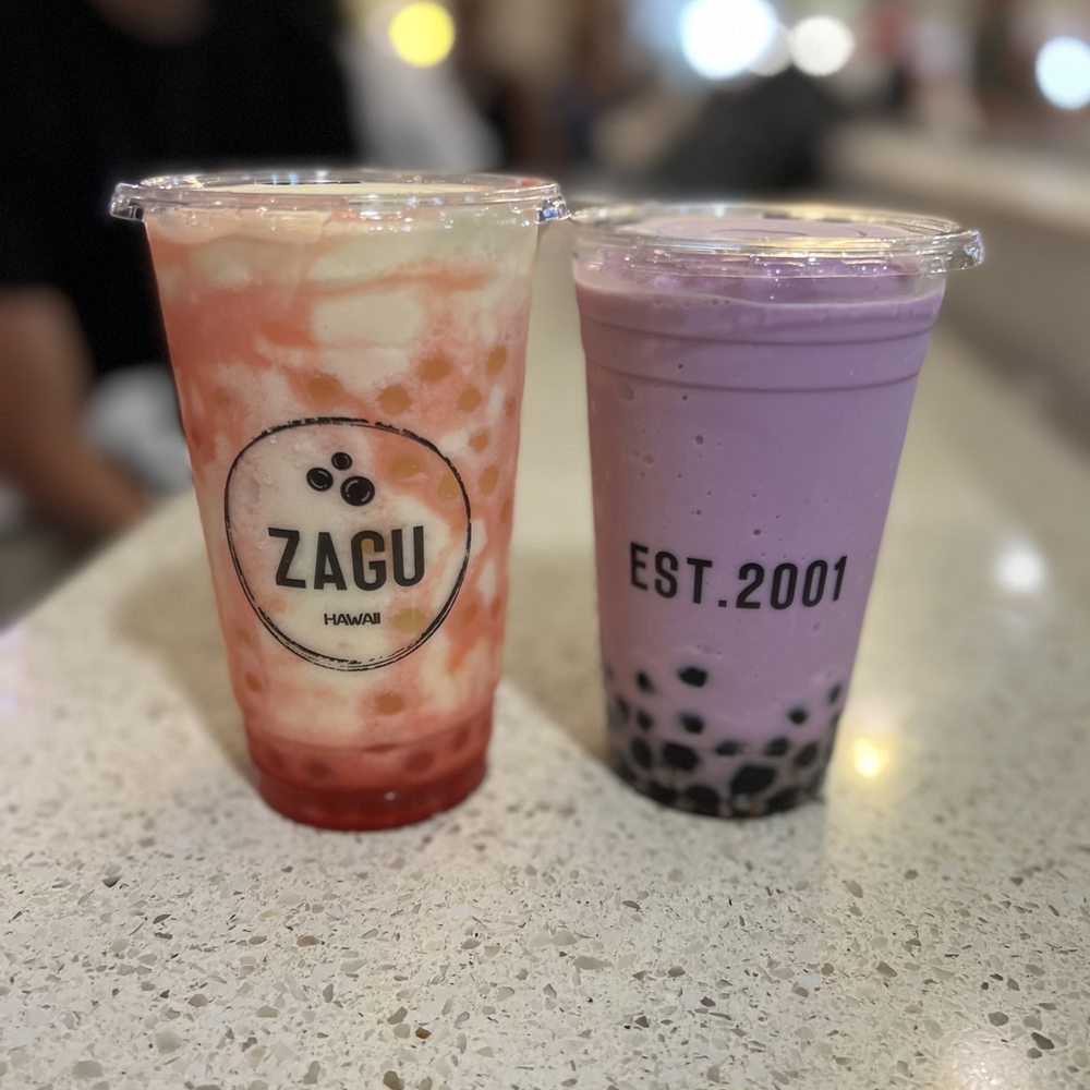 Zagu - two cups of bubble tea on a table - Desserts Near Me - Honolulu, Hawaii Zagu - two cups of bubble tea on a table - Desserts Near Me - Honolulu, Hawaii