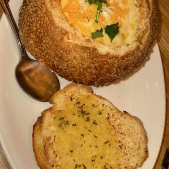 BJ's Restaurant & Brewhouse - Broccoli Cheddar Soup in sourdough bread bowl. 4/5 - New American Near Me - Montebello, California