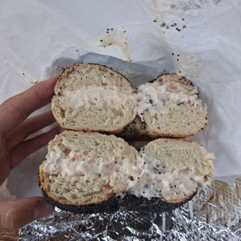 Sam's on Sunset - Poppyseed bagel with lox cream cheese spread :) - Bagels Near Me - Los Angeles, California
