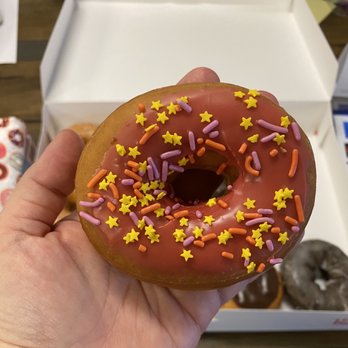 Dunkin' - Skip the "strawberry", there is no flavor. At all. But, there is also pretty much no frosting either. Sprinkles may break your teeth. - Coffee & Tea Near Me - Littleton, Colorado