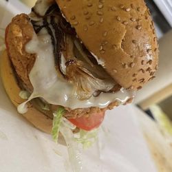 Demarco's Market - Crispy chicken sandwich with grilled onions jalapeños