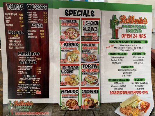 Menu photo 1 Rolbertos mexican Food Mountain Home, ID Menu photo 1 Rolbertos mexican Food Mountain Home, ID