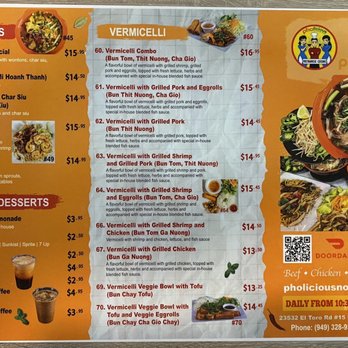 Pholicious Noodle Bar - Menu - Vietnamese Near Me - Lake Forest, California