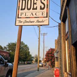 Doe's Eat Place - Outside sign. Can't miss it!