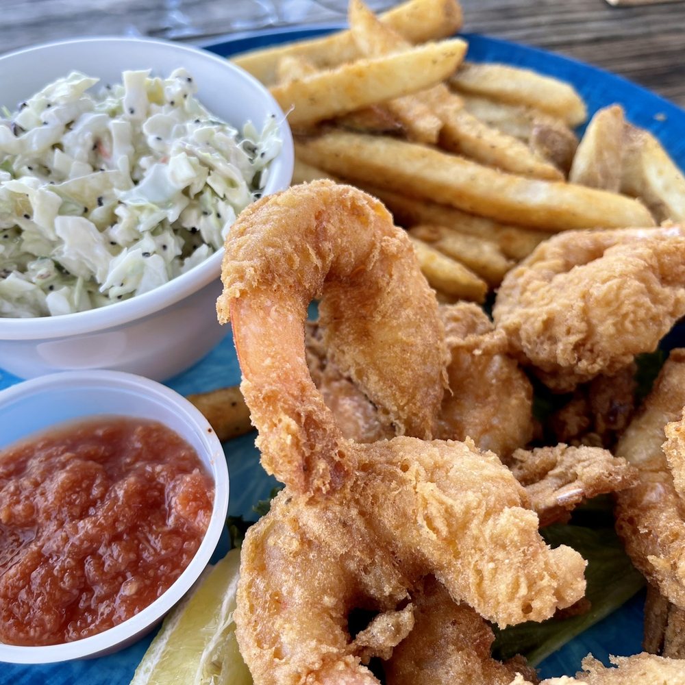 Turtle Shack - Fried Shrimp, Pineapple Cole Slaw, and Chips - Seafood Near Me - Palm Coast, Florida