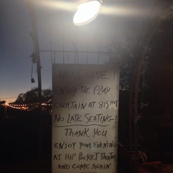 Hip Pocket Theatre - Sign at the entrance of the ticket booth. - Performing Arts Near Me - Fort Worth, Texas
