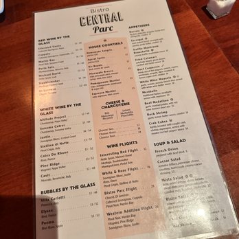 Bistro Central Parc - menu aug 2024 - French Near Me - San Francisco, California