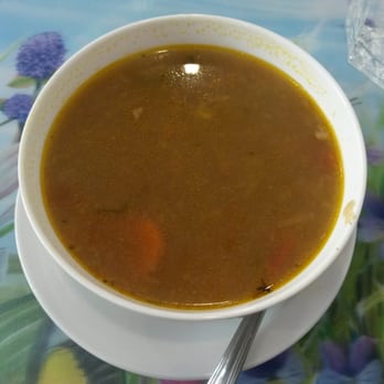 Bombay Poulet - Chicken soup - might look unappealing but is made from real broth - Cafes Near Me - Greenfield Park, Quebec