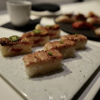 Miku - Salmon and Ebi Oshi Sushi (half half) - Japanese Near Me - Vancouver, British Columbia