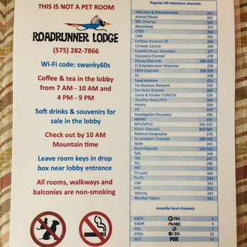 Roadrunner Lodge Motel - Roadrunner Lodge information sheet. - Hotels Near Me - Tucumcari, New Mexico Roadrunner Lodge Motel - Roadrunner Lodge information sheet. - Hotels Near Me - Tucumcari, New Mexico