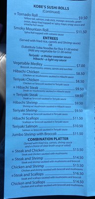 Menu photo 5 Kobe Express Cherokee, NC