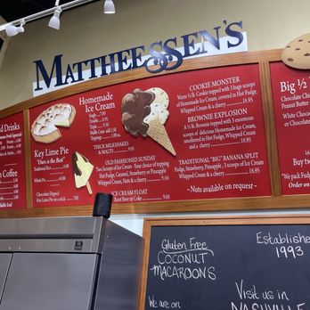 Mattheessen's - Menu on wall - Desserts Near Me - Key West, Florida