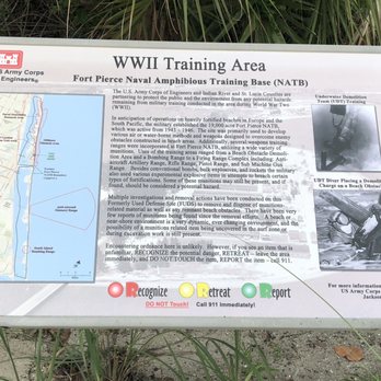 Pepper Park - Warning about the WWII training objects placed offshore. - Parks Near Me - Fort Pierce, Florida