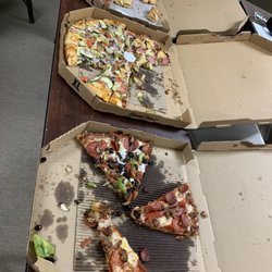 Nice spread of specialty pizzas