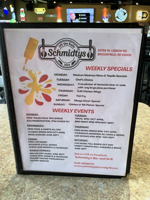 Menu photo 5 Schmidty’s Bar and Grill Brookfield, WI Menu photo 5 Schmidty’s Bar and Grill Brookfield, WI