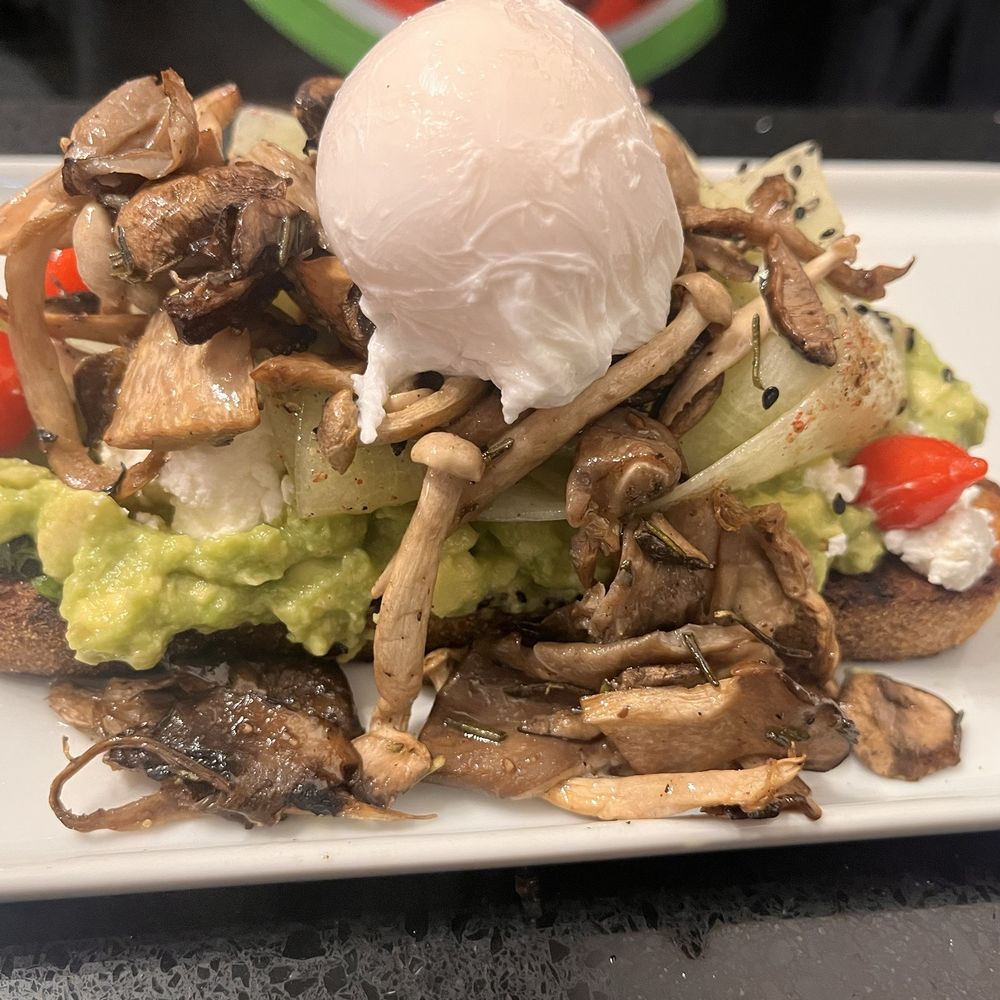 Greenhorn Cafe - Avocado toast with extra mushrooms and egg - Cafes Near Me - Vancouver, British Columbia Greenhorn Cafe - Avocado toast with extra mushrooms and egg - Cafes Near Me - Vancouver, British Columbia