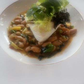 The Village Pub - ROASTED BLACK COD CRANBERRY BEAN CASSOULET / HARICOTS VERTS / SAUCE VIERGE - Pubs Near Me - Woodside, California The Village Pub - ROASTED BLACK COD CRANBERRY BEAN CASSOULET / HARICOTS VERTS / SAUCE VIERGE - Pubs Near Me - Woodside, California